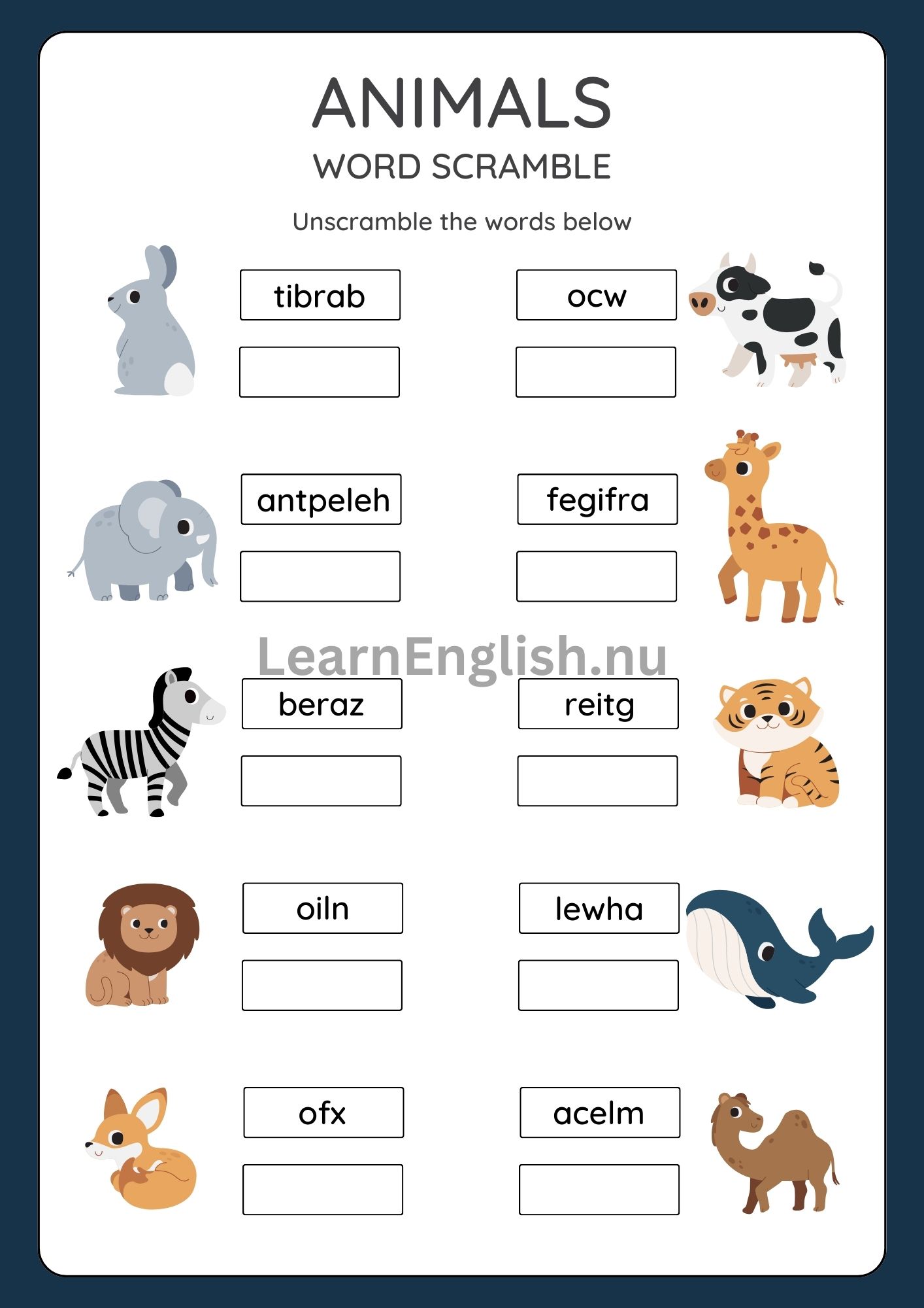 اسماء الحيوانات بالانجليزي بالصور والصوت